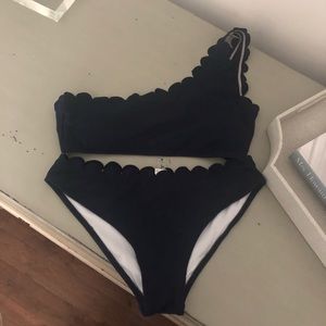 Navy blue scalloped bikini